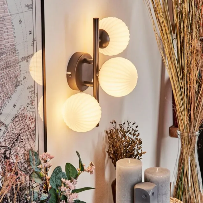 Applique murale - Verre 10 cm Chehalis Blanc, 3 lumières