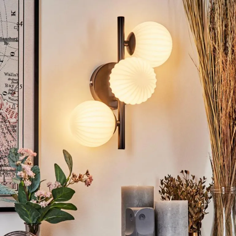 Applique murale - Verre 10 cm Chehalis Blanc, 3 lumières