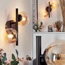 Applique murale - Verre 10 cm Chehalis Ambre, Clair, 2 lumières