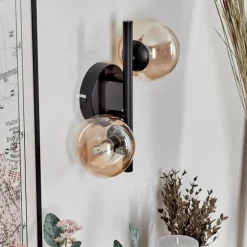 Applique murale - Verre 10 cm Chehalis Ambre, Clair, 2 lumières