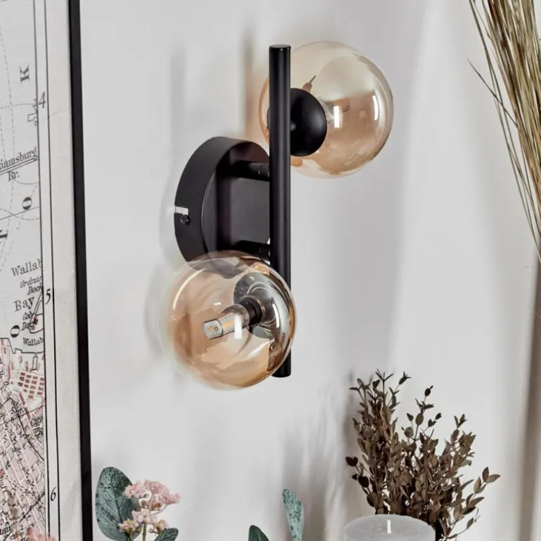 Applique murale - Verre 10 cm Chehalis Ambre, Clair, 2 lumières