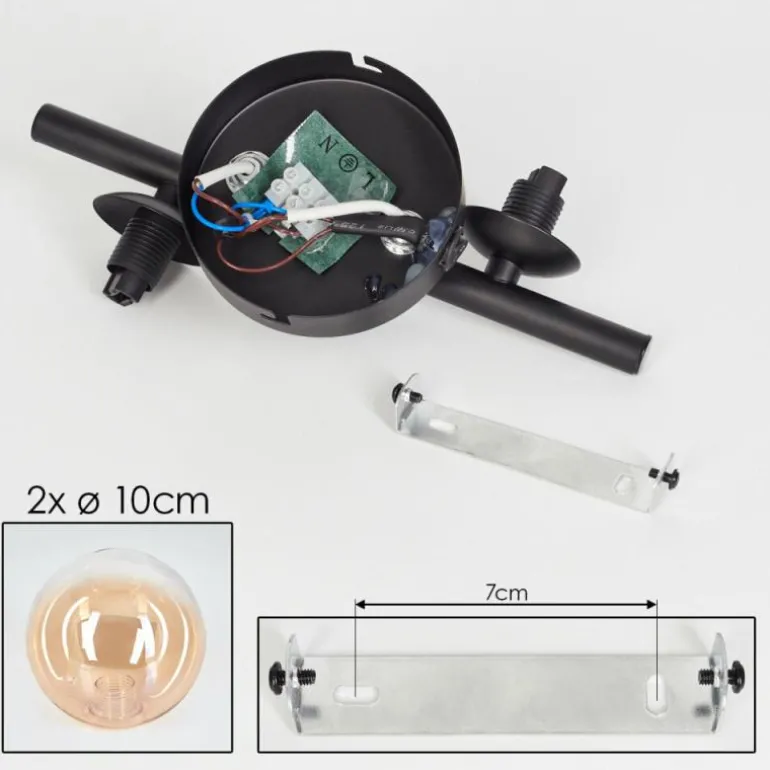 Applique murale - Verre 10 cm Chehalis Ambre, Clair, 2 lumières
