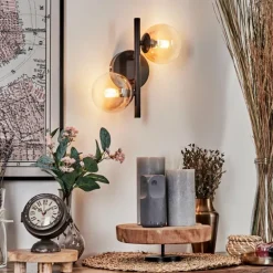 Applique murale - Verre 10 cm Chehalis Ambre, Clair, 2 lumières