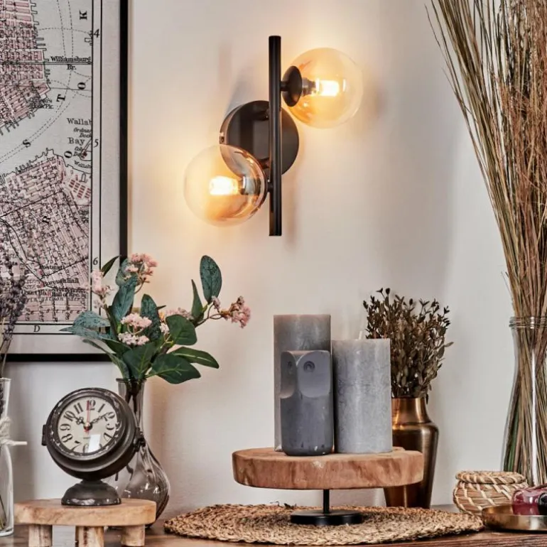 Applique murale - Verre 10 cm Chehalis Ambre, Clair, 2 lumières