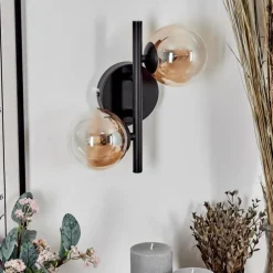 Applique murale - Verre 10 cm Chehalis Ambre, Clair, 2 lumières