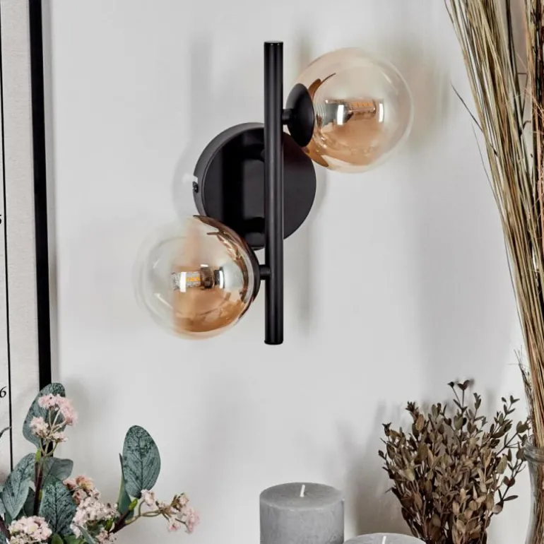 Applique murale - Verre 10 cm Chehalis Ambre, Clair, 2 lumières