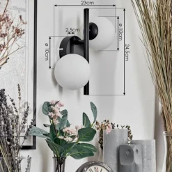 Applique murale - Verre 10 cm Chehalis Blanc, 2 lumières