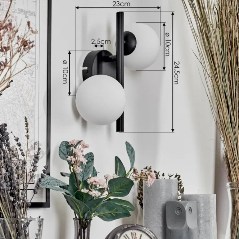 Applique murale - Verre 10 cm Chehalis Blanc, 2 lumières