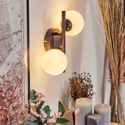 Applique murale - Verre 10 cm Chehalis Blanc, 2 lumières