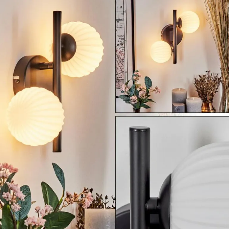 Applique murale - Verre 10 cm Chehalis Blanc, 2 lumières