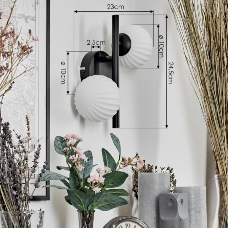 Applique murale - Verre 10 cm Chehalis Blanc, 2 lumières