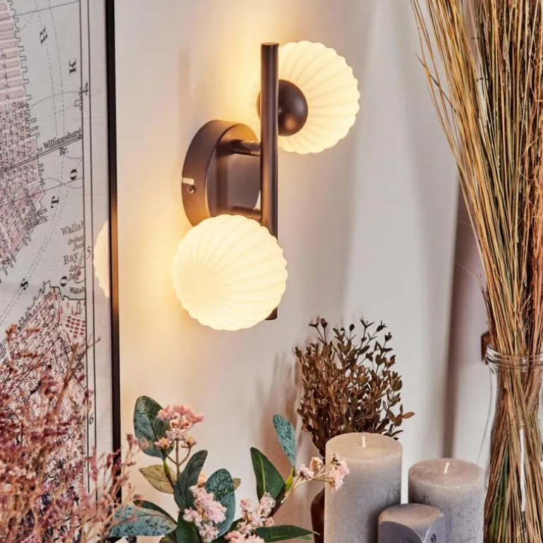 Applique murale - Verre 10 cm Chehalis Blanc, 2 lumières