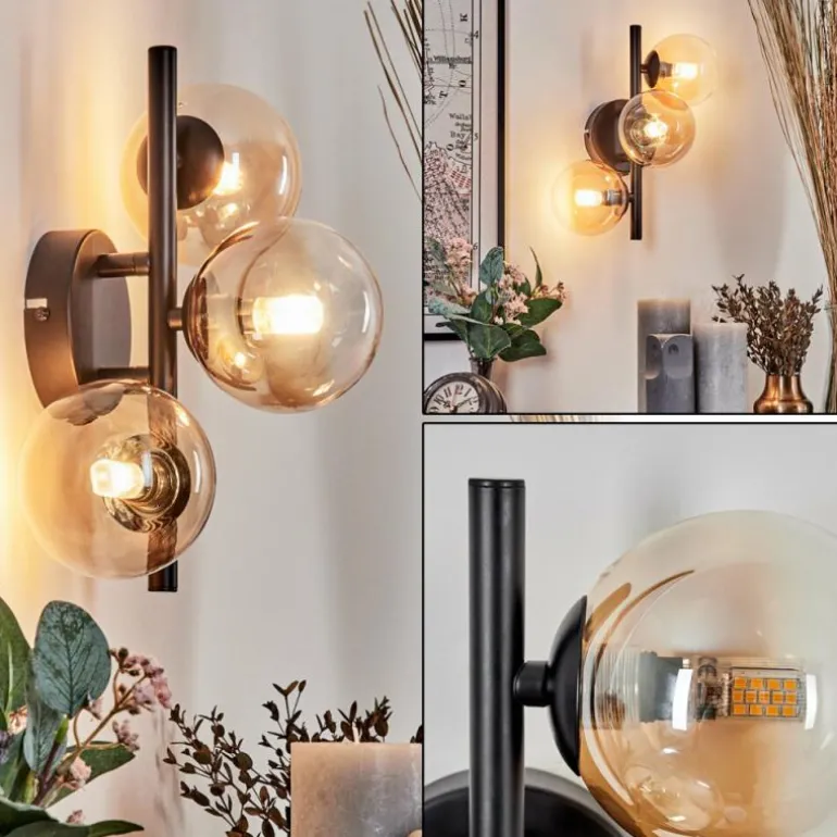 Applique murale - Verre 10 cm Chehalis Ambre, Clair, 3 lumières