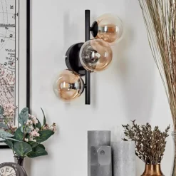 Applique murale - Verre 10 cm Chehalis Ambre, Clair, 3 lumières