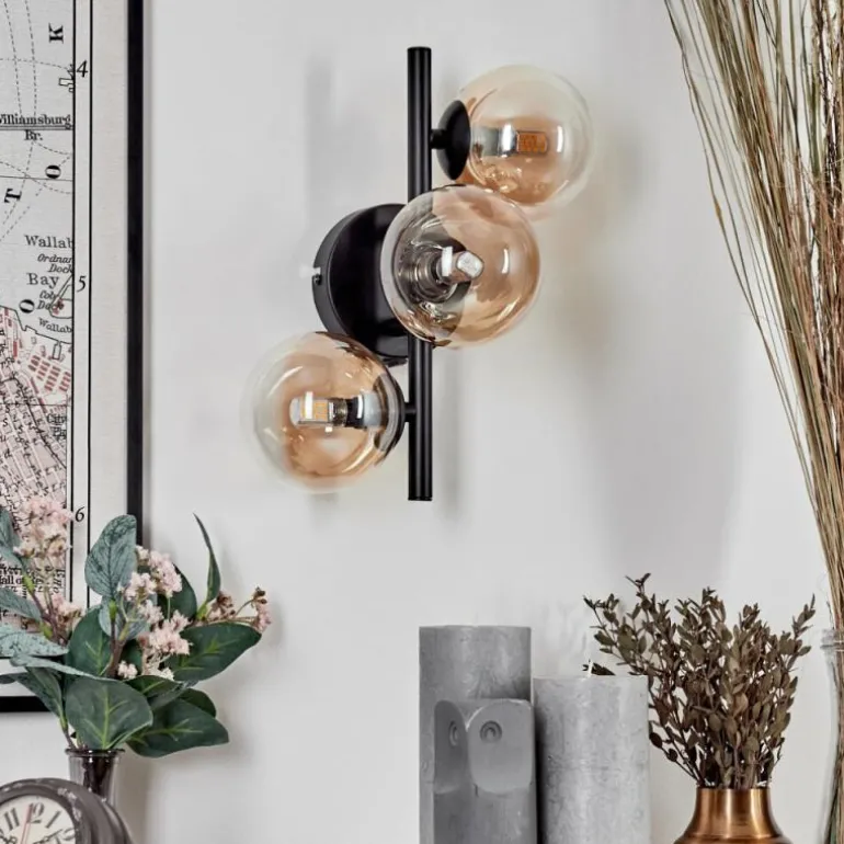 Applique murale - Verre 10 cm Chehalis Ambre, Clair, 3 lumières