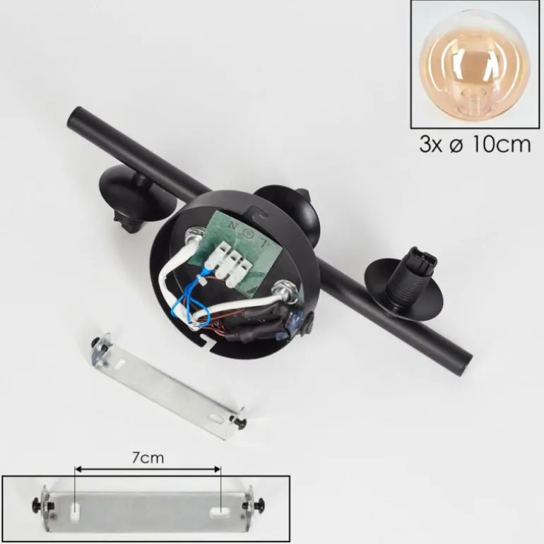 Applique murale - Verre 10 cm Chehalis Ambre, Clair, 3 lumières