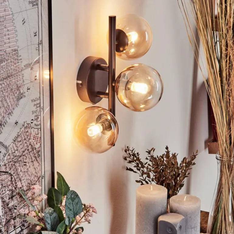 Applique murale - Verre 10 cm Chehalis Ambre, Clair, 3 lumières