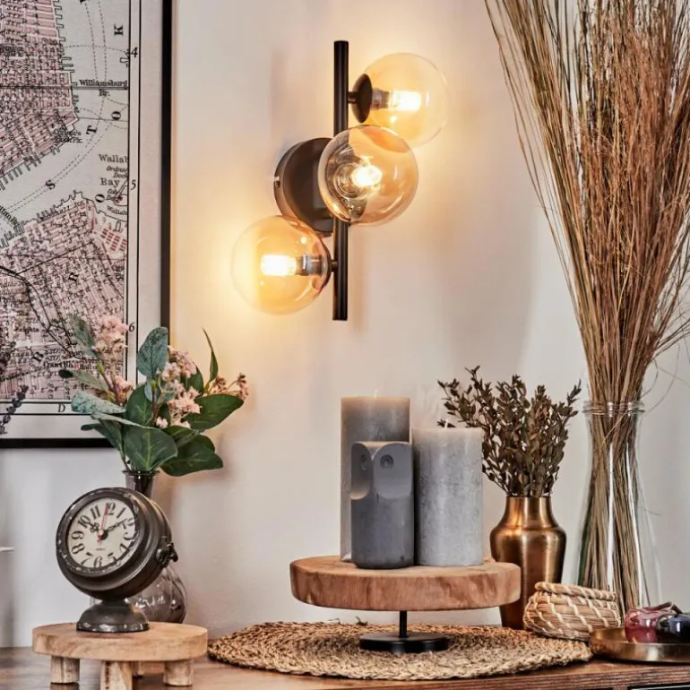 Applique murale - Verre 10 cm Chehalis Ambre, Clair, 3 lumières