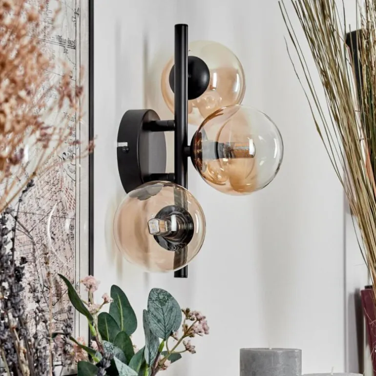 Applique murale - Verre 10 cm Chehalis Ambre, Clair, 3 lumières