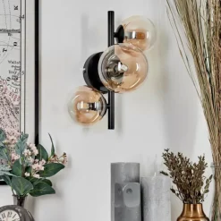 Applique murale - Verre 10 cm, 12 cm Chehalis Ambre, Clair, 3 lumières