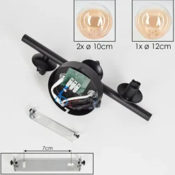 Applique murale - Verre 10 cm, 12 cm Chehalis Ambre, Clair, 3 lumières