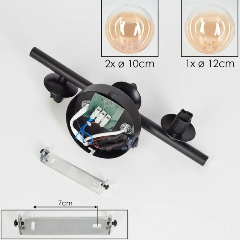 Applique murale - Verre 10 cm, 12 cm Chehalis Ambre, Clair, 3 lumières
