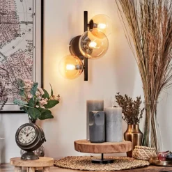 Applique murale - Verre 10 cm, 12 cm Chehalis Ambre, Clair, 3 lumières