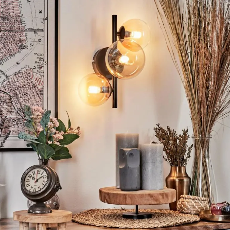 Applique murale - Verre 10 cm, 12 cm Chehalis Ambre, Clair, 3 lumières