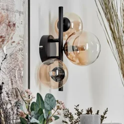 Applique murale - Verre 10 cm, 12 cm Chehalis Ambre, Clair, 3 lumières