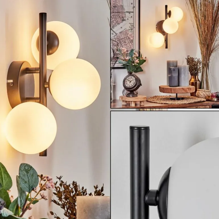 Applique murale - Verre 10 cm Chehalis Blanc, 3 lumières