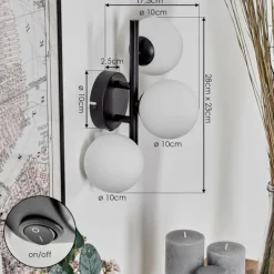 Applique murale - Verre 10 cm Chehalis Blanc, 3 lumières