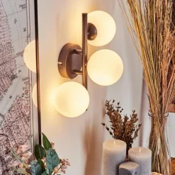 Applique murale - Verre 10 cm Chehalis Blanc, 3 lumières