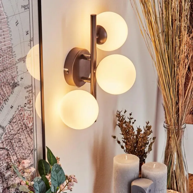 Applique murale - Verre 10 cm Chehalis Blanc, 3 lumières