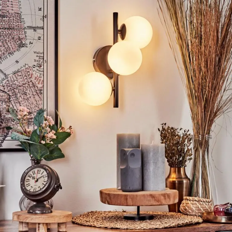 Applique murale - Verre 10 cm Chehalis Blanc, 3 lumières