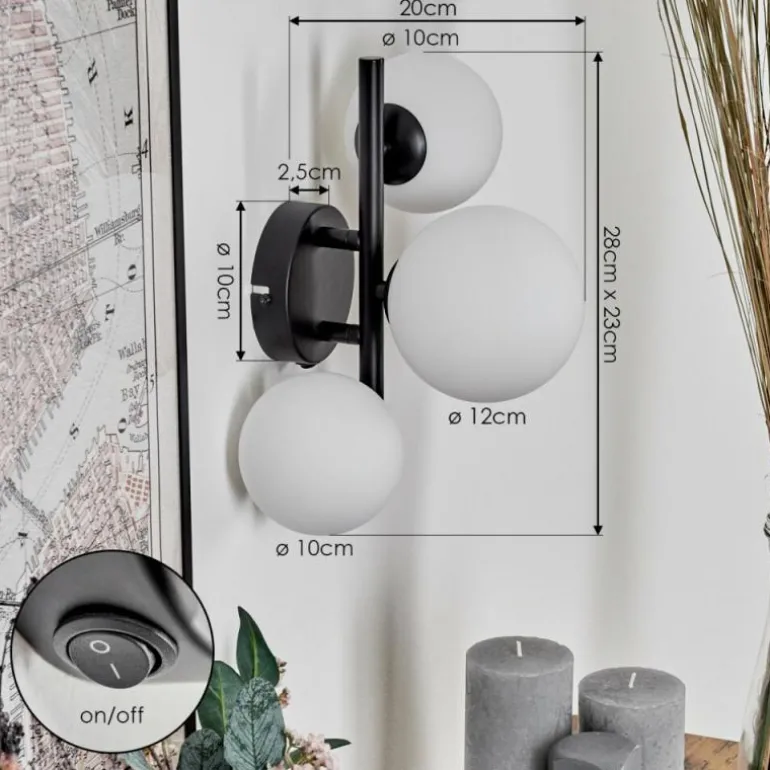 Applique murale - Verre 10 cm, 12 cm Chehalis Blanc, 3 lumières