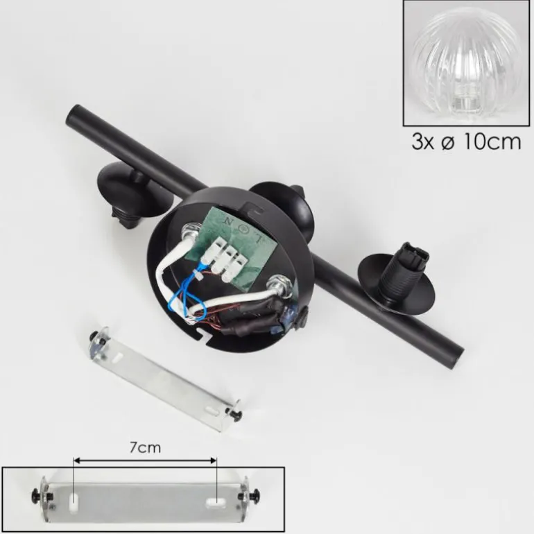 Applique murale - Verre 10 cm Chehalis Clair, 3 lumières