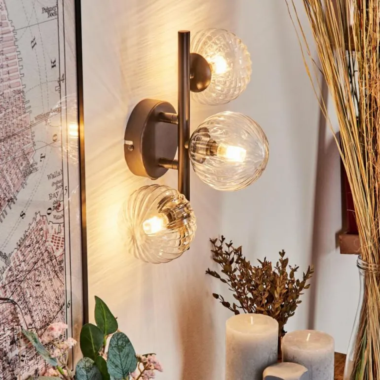 Applique murale - Verre 10 cm Chehalis Clair, 3 lumières