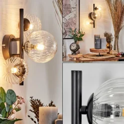 Applique murale - Verre 10 cm, 12 cm Chehalis Clair, 3 lumières