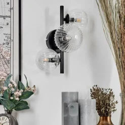 Applique murale - Verre 10 cm, 12 cm Chehalis Clair, 3 lumières