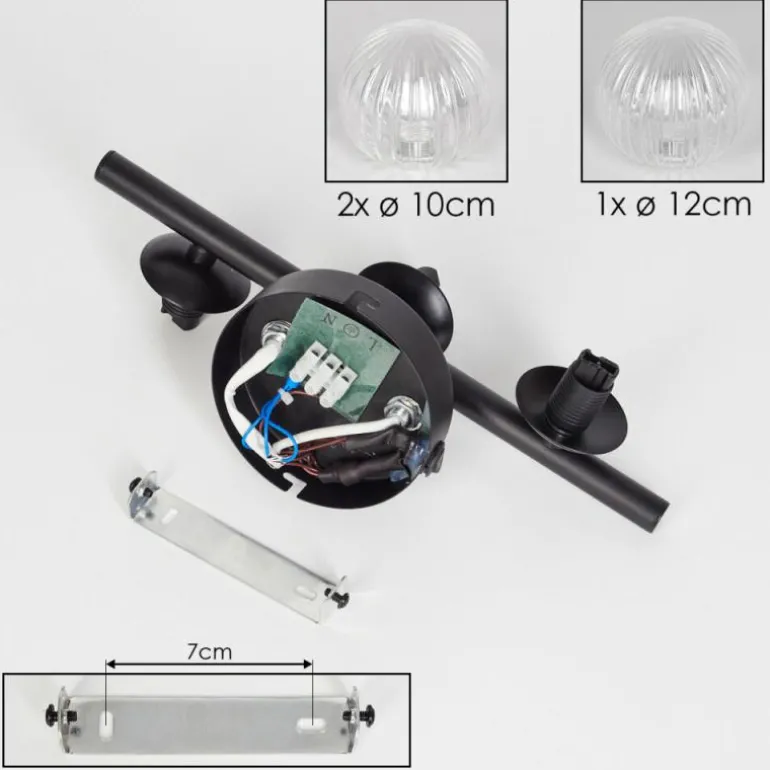 Applique murale - Verre 10 cm, 12 cm Chehalis Clair, 3 lumières