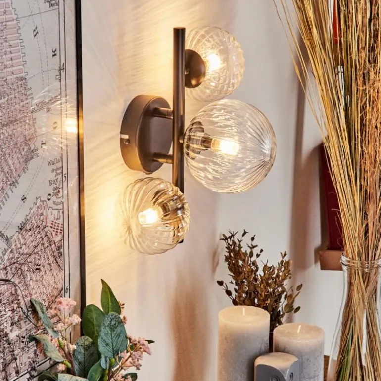 Applique murale - Verre 10 cm, 12 cm Chehalis Clair, 3 lumières