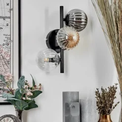 Applique murale - Verre 10 cm Chehalis Ambre, Clair, Fumé, 3 lumières