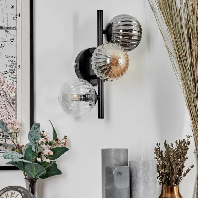 Applique murale - Verre 10 cm Chehalis Ambre, Clair, Fumé, 3 lumières