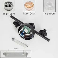 Applique murale - Verre 10 cm Chehalis Ambre, Clair, Fumé, 3 lumières