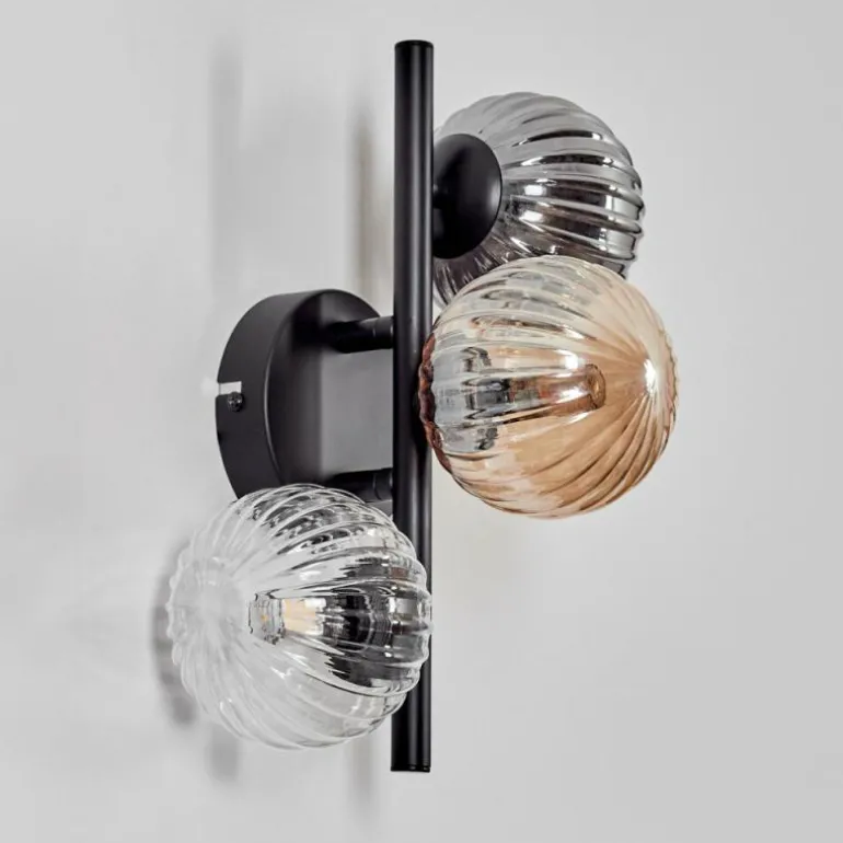 Applique murale - Verre 10 cm Chehalis Ambre, Clair, Fumé, 3 lumières