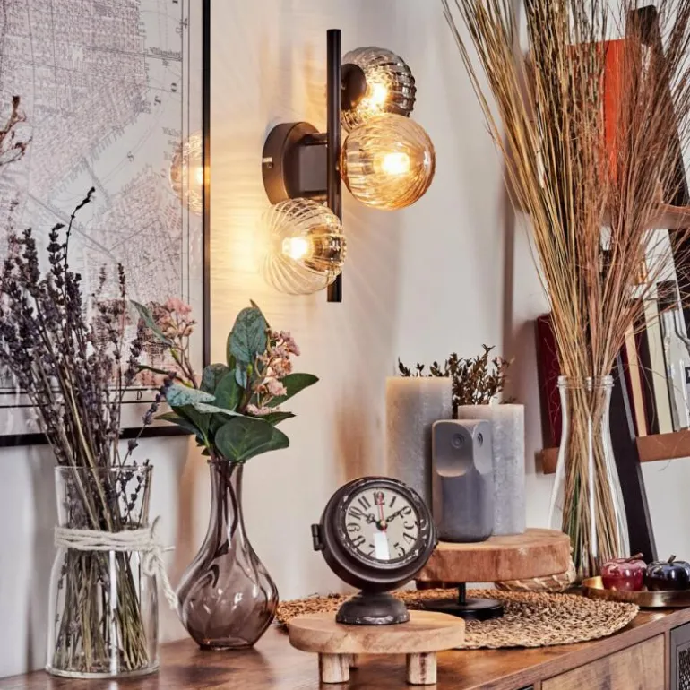 Applique murale - Verre 10 cm Chehalis Ambre, Clair, Fumé, 3 lumières