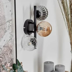 Applique murale - Verre 10 cm Chehalis Ambre, Clair, Fumé, 3 lumières