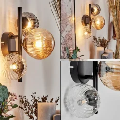 Applique murale - Verre 10 cm, 12 cm Chehalis Ambre, Clair, Fumé, 3 lumières