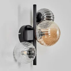 Applique murale - Verre 10 cm, 12 cm Chehalis Ambre, Clair, Fumé, 3 lumières