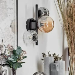 Applique murale - Verre 10 cm, 12 cm Chehalis Ambre, Clair, Fumé, 3 lumières